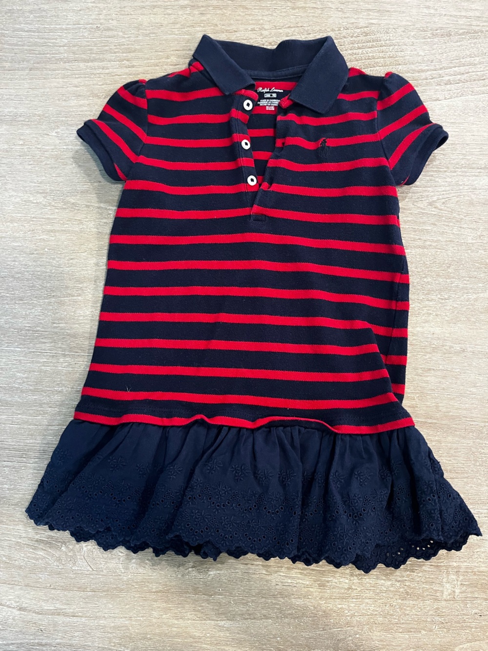 Ralph Lauren Navy and Red Striped Girls Dress